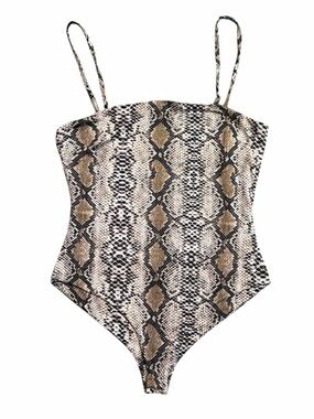 Princess Polly Snake Print Bodysuit Neutral Animal Print Size 8